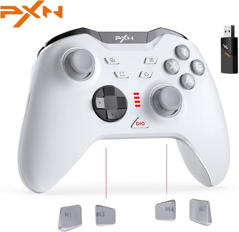 PXN P5 Wireless Gaming Controller, Hall Effect Joystick, 2.4G PC Gaming Controller, Hall Triggers, Dual Vibrators, APP, POM, Wake-up, 4-Macro, 3-Mode(2.4G/BT/SW), for PC,Switch,Android,iOS in Saudi Arabia