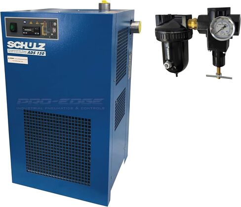 150 CFM Schulz Compressed Air Refrigerated Air Dryer 30HP and 40HP Compressors, 2-Stage Moisture Removing Particulate Filter, Pressure Regulator in Kuwait