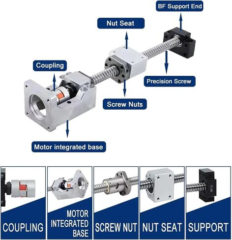 Linear Motion Ball Screw Machine Parts Ball Screw Spindle Kits and Motor for Engraving Machine Accessories 1 Set SFU2004 Nut 1050-2000mm(1550mm) in Saudi Arabia