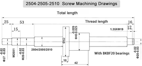 Ball Screw end face Machining Machine Tool Parts SFU2504 Ball Screw C7 with End Machined+Ball Nut + Nut Housing+BK/BF20 End Support+Coupler(500mm) in Saudi Arabia