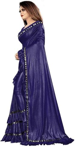 Vibrance Women Lycra Silk Plain Saree Indian Indian Terces Dresses Wedding Sari مع قطعة بلوزة (وردي) ، حجم مجاني in Kuwait