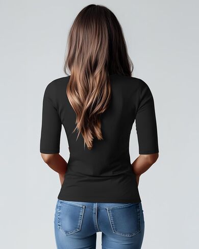 Neer 3 Pack Women's Scoop Neck Stretchy Tops Cotton Half Sleeve Slim Fitted T-Shirts Tight Casual Basic Summer Tees(Black, Gray Green, Dusty Pink,Small) in Saudi Arabia