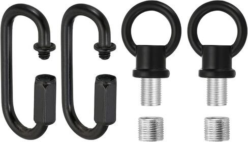 PATIKIL M10 Fine Thread Lamp Female Loop Holder with M12 Adapter Chain Quick Link, Lifting Eye Nut Hook Ring Structural Support to Chandelier, 44 lbs Load Black Pack of 2 in Saudi Arabia