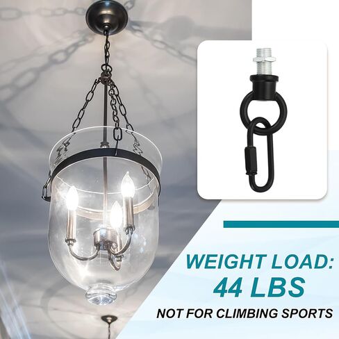 PATIKIL M10 Fine Thread Lamp Female Loop Holder with M12 Adapter Chain Quick Link, Lifting Eye Nut Hook Ring Structural Support to Chandelier, 44 lbs Load Black Pack of 2 in Saudi Arabia