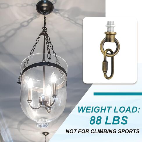 Patikil M10 Fine Thread LAMP حامل حلقة أنثى مع M12 سلسلة محول الرابط السريع ، رفع الدعم الهيكلي لخطاف الجوز للعين للثريا ، 88 رطلا حزمة البرونز من 2 in Kuwait