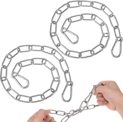 2 Pack Gate Chain for Outdoor Fence with Carabiners, 20 Inch Stainless Steel Gate Chain Lock, Hanging Chain for Gate Home Outdoor Camping Hanging Pet Chains Prevention Theft in Saudi Arabia