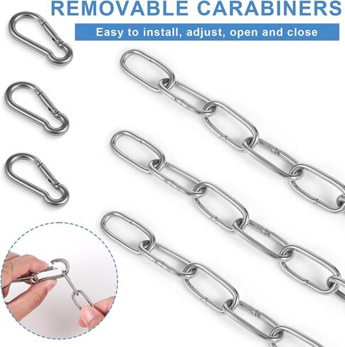 2 Pack Gate Chain for Outdoor Fence with Carabiners, 20 Inch Stainless Steel Gate Chain Lock, Hanging Chain for Gate Home Outdoor Camping Hanging Pet Chains Prevention Theft in Saudi Arabia