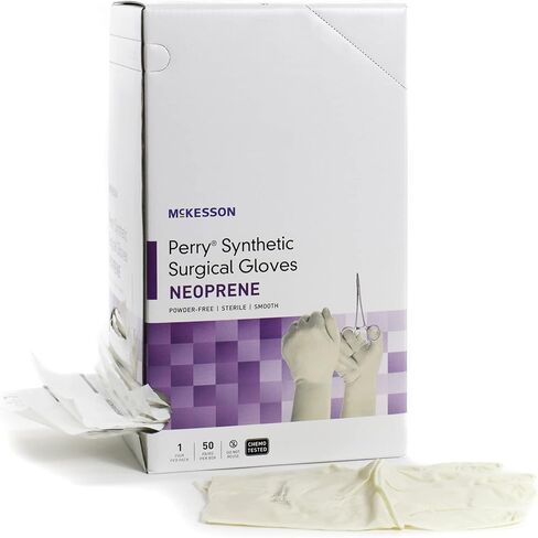 McKesson Perry القفازات الجراحية الاصطناعية القابلة للتخلص من الزوج المعقم للبولي كلوروبرن القفازات الممتدة طول الكفة in Saudi Arabia
