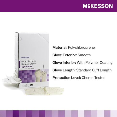 McKesson Perry القفازات الجراحية الاصطناعية القابلة للتخلص من الزوج المعقم للبولي كلوروبرن القفازات الممتدة طول الكفة in Saudi Arabia