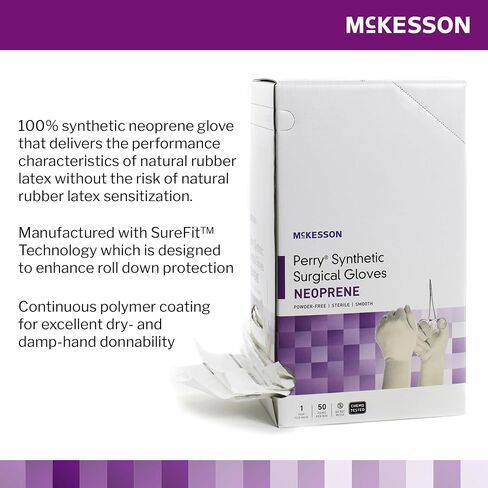 McKesson Perry القفازات الجراحية الاصطناعية القابلة للتخلص من الزوج المعقم للبولي كلوروبرن القفازات الممتدة طول الكفة in Saudi Arabia