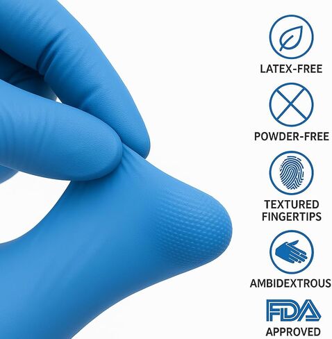 Nitrile Exam Gloves 100 Count Latex Free Powder Free Disposable Textured Grip for Medical and Food Use in Saudi Arabia