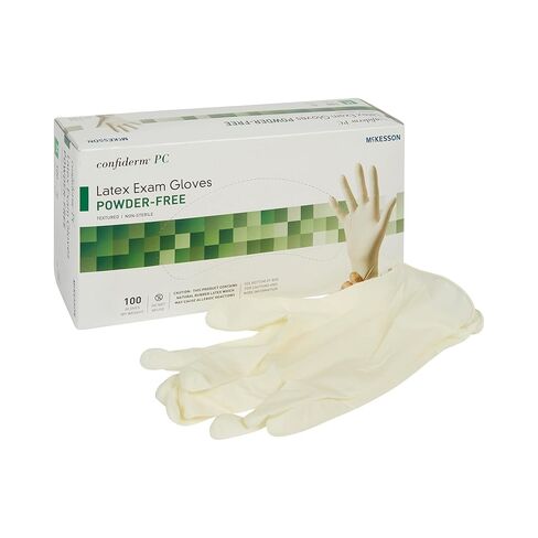 McKesson Confiderm PC Latex Exam Gloves - Powder-Free, Ambidextrous, Textured, Non-Sterile - Ivory, Size Medium, 100 Count, 10 Boxes, 1000 Total in Saudi Arabia