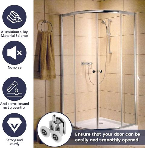 8Pcs Shower Door Rollers 25mm Aluminum Alloy Shower Door Roller Easy to Install Roller Easy to Maintain Roller(Gold 8PCS) in Saudi Arabia