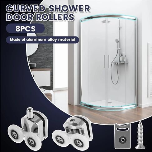 8Pcs Shower Door Rollers 25mm Aluminum Alloy Shower Door Roller Easy to Install Roller Easy to Maintain Roller(Gold 8PCS) in Saudi Arabia