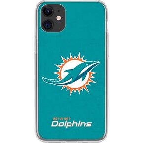 Skinit Clear Phone Case Compatible with iPhone 11 - Officially Licensed NFL Miami Dolphins Distressed- Aqua Design in Saudi Arabia