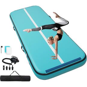 Quashley Air Gymnastics حصيرة 8 بوصة صالة رياضية سميكة سميك حصيرة مع اثنين من الموصلات الفيلكرو مرنة 10TF/13ft/16ft/20ft الحصير قابلة للنفخ للتدريب/التشجيع/المضخة الكهربائية المنزلية in Kuwait