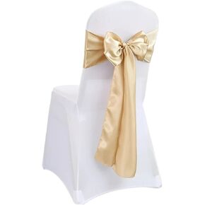 10pcs Satin Chair Belt with Bow Decoration Chair Cover Ribbon Tie for Weddings in Kuwait