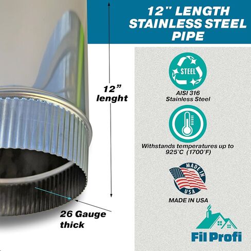 4 Inch-Length 12 inch. Stainless Steel Pipe. AISI 316. Slip Fit, Corrosion Resistant in Saudi Arabia