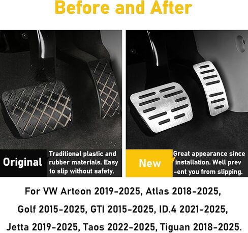 TTCR-II Compatible with Volkswagen Atlas Pedal Covers Tiguan 2018-2024 and Jetta Pedals 2019-2024, for VW Golf GTI Pedal Pads 2015-2024, for Arteon ID4 Taos Brake and Gas Pedal Plate (Auto, 2 PCs) in Saudi Arabia