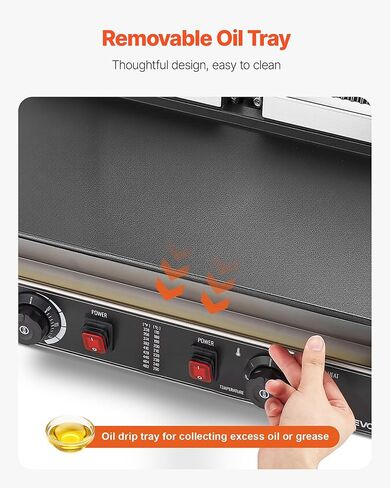 Vevor Commercial Panini Grill ، 3600W صانع شطيرة شطيرة كهربائية ، شطائر مزدوجة من الفولاذ المقاوم للصدأ تضغط على الشواية مع المقبض والتحكم في درجة الحرارة ، 19x9 في لوحة المينا المسط in Kuwait