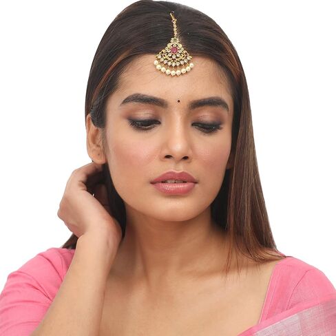 Tarinika Floral Bloom Antique Kempu Maang Tikka - Indian Mang Tika for Women and Girls - Perfect for Ethnic Occasions | Bollywood Maang Tikka | 1 Year Warranty* in Kuwait