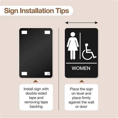 ADA Braille Handicap Bathroom Signs for Business with Double Sided 3M Tape (Pack of 2) - ABS Plastic Men and Women Bathroom Signs 9"x 6" for Offices, Businesses, and Restaurants in Saudi Arabia