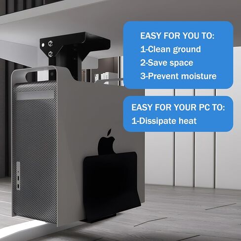 Heavy Duty Computer Wall Mount PC Case - Upgraded, Also Great for PC Mount Under Desk - Height Adjustable from 11" to 21", Width Adjustable from 5.5" to 9.8", Computer Tower Under Desk Home Office in Kuwait