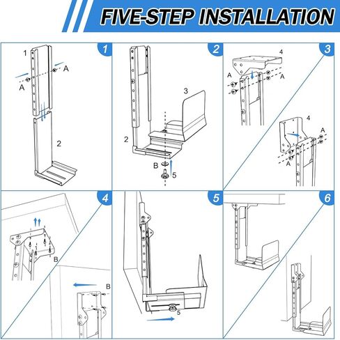Heavy Duty Computer Wall Mount PC Case - Upgraded, Also Great for PC Mount Under Desk - Height Adjustable from 11" to 21", Width Adjustable from 5.5" to 9.8", Computer Tower Under Desk Home Office in Kuwait