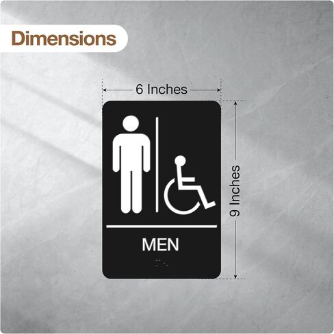 ADA Braille Handicap Bathroom Signs for Business with Double Sided 3M Tape (Pack of 2) - ABS Plastic Men and Women Bathroom Signs 9"x 6" for Offices, Businesses, and Restaurants in Saudi Arabia