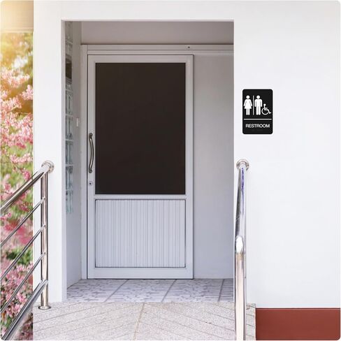 ADA Braille Handicap Bathroom Signs for Business with Double Sided 3M Tape (Pack of 2) - ABS Plastic Men and Women Bathroom Signs 9"x 6" for Offices, Businesses, and Restaurants in Saudi Arabia