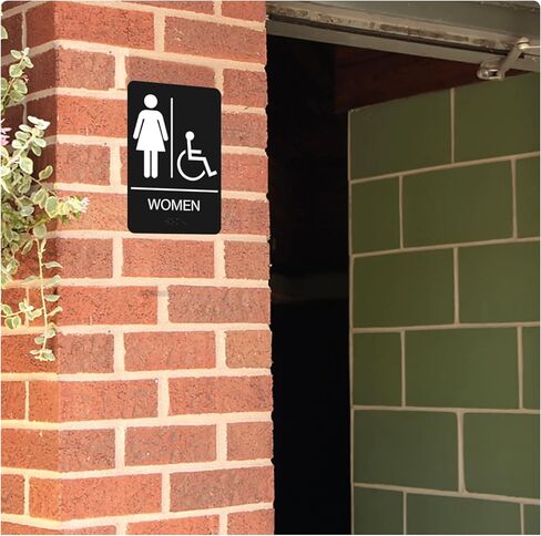 ADA Braille Handicap Bathroom Signs for Business with Double Sided 3M Tape (Pack of 2) - ABS Plastic Men and Women Bathroom Signs 9"x 6" for Offices, Businesses, and Restaurants in Saudi Arabia