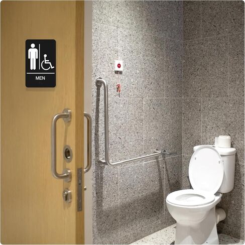ADA Braille Handicap Bathroom Signs for Business with Double Sided 3M Tape (Pack of 2) - ABS Plastic Men and Women Bathroom Signs 9"x 6" for Offices, Businesses, and Restaurants in Saudi Arabia