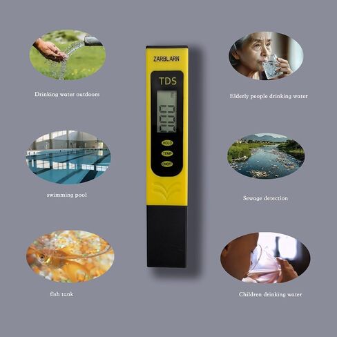 TDS Meter Digital Water Tester لمياه الشرب ، مجموعة اختبار البلياردو ، مجموعة اختبار صلابة المياه ، مجموعة اختبار المياه المائية ، مجموعة اختبار المياه المنزلية ، حمام سباحة رقمي PM Zero Water Salinity (أصفر) in Saudi Arabia