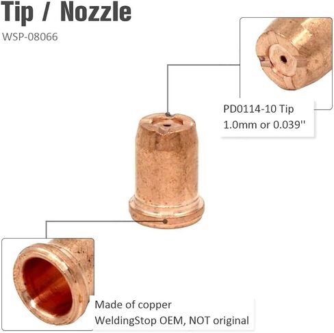 20Pcs PR0117 Plasma Electrode PD0114-10 Tip 1.0mm For Trafimet S75 Cutting Torch, Plasma Electrode PD011410 Tips 1.0Mm, Compatible With WS OEM in Saudi Arabia