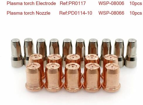 20Pcs PR0117 Plasma Electrode PD0114-10 Tip 1.0mm For Trafimet S75 Cutting Torch, Plasma Electrode PD011410 Tips 1.0Mm, Compatible With WS OEM in Saudi Arabia