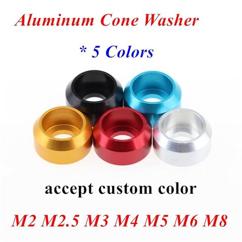 10pcs M2-M8 Aluminum Ally Cup Head Cone Washer Crown Type Washer Gasket Shim Anodized Red Black Gold Blue, Good wear Resistance(Red,M2) in Kuwait