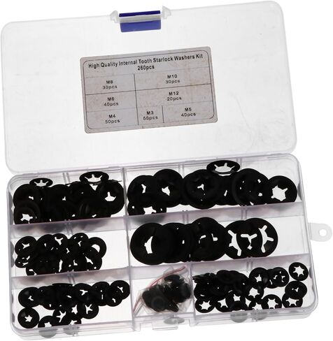 Manganese Steel Retaining Clips Set Plum-Blossom Shaped Locking Washers for 3-12mm Applications 260pcs Snap Rings and Clamps Sturdy Black Finish in Saudi Arabia