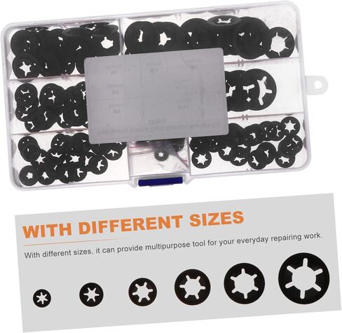 Manganese Steel Retaining Clips Set Plum-Blossom Shaped Locking Washers for 3-12mm Applications 260pcs Snap Rings and Clamps Sturdy Black Finish in Saudi Arabia