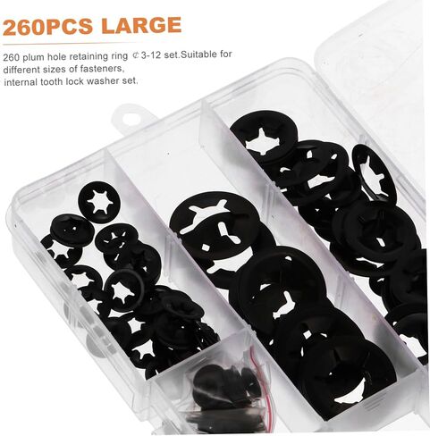 Manganese Steel Retaining Clips Set Plum-Blossom Shaped Locking Washers for 3-12mm Applications 260pcs Snap Rings and Clamps Sturdy Black Finish in Saudi Arabia