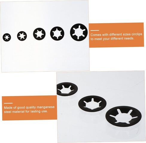 Manganese Steel Retaining Clips Set Plum-Blossom Shaped Locking Washers for 3-12mm Applications 260pcs Snap Rings and Clamps Sturdy Black Finish in Saudi Arabia