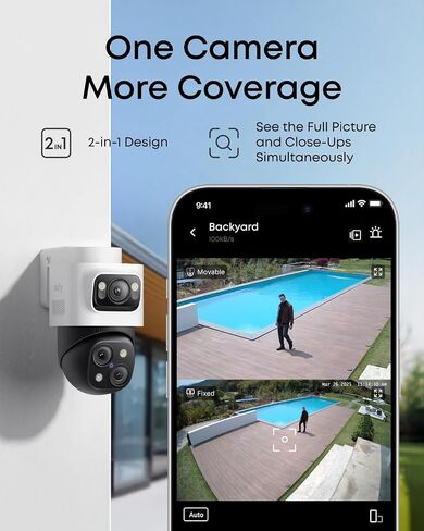 Eufy Poe NVR Security System S4 Max ، 16 ميجًا كاميرا ثلاثية العدسة ، 360 درجة PTZ ، 8 × Auto Zoom ، البحث عن الفيديو الذكي ، تتبع Cross-Cam ، Red & Blue Strobe ، Color Night Vision ، 24/7 ، 2TB HDD in Kuwait