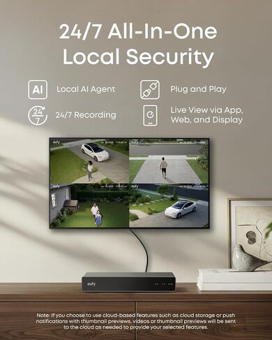 Eufy Poe NVR Security System S4 Max ، 16 ميجًا كاميرا ثلاثية العدسة ، 360 درجة PTZ ، 8 × Auto Zoom ، البحث عن الفيديو الذكي ، تتبع Cross-Cam ، Red & Blue Strobe ، Color Night Vision ، 24/7 ، 2TB HDD in Saudi Arabia