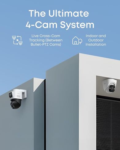 Eufy Poe NVR Security System S4 Max ، 16 ميجًا كاميرا ثلاثية العدسة ، 360 درجة PTZ ، 8 × Auto Zoom ، البحث عن الفيديو الذكي ، تتبع Cross-Cam ، Red & Blue Strobe ، Color Night Vision ، 24/7 ، 2TB HDD in Kuwait