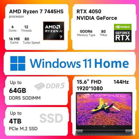 HP Victus 15 Intel i5-13420H (Beats Intel i7-12650H), NVIDIA RTX 4050 Gaming Laptop, 15.6 FHD 144Hz IPS, 32GB RAM, 1TB SSD, Wi-Fi 6, Backlit KB, Win11 Home, Bundle with PCO Notebook Folding Radiator in Saudi Arabia