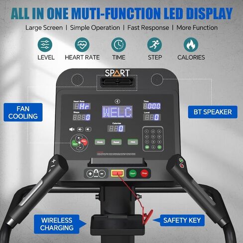 SPART Stair Stepper Machine, Commercial Stair Climber with LED Screen, Stair Exercise Machine with 15 Speed Levels, Speaker, Fan Cooling, Wireless Charge and Safety Key for More Fun in Home Gym in Kuwait