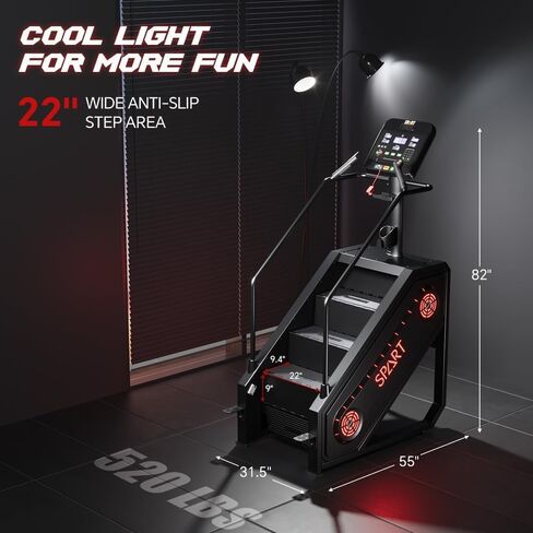 SPART Stair Stepper Machine, Commercial Stair Climber with LED Screen, Stair Exercise Machine with 15 Speed Levels, Speaker, Fan Cooling, Wireless Charge and Safety Key for More Fun in Home Gym in Kuwait