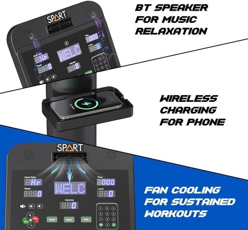 SPART Stair Stepper Machine, Commercial Stair Climber with LED Screen, Stair Exercise Machine with 15 Speed Levels, Speaker, Fan Cooling, Wireless Charge and Safety Key for More Fun in Home Gym in Kuwait