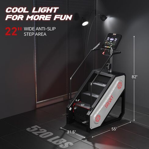 SPART Stair Stepper Machine, Commercial Stair Climber with LED Screen, Stair Exercise Machine with 15 Speed Levels, Speaker, Fan Cooling, Wireless Charge and Safety Key for More Fun in Home Gym in Kuwait