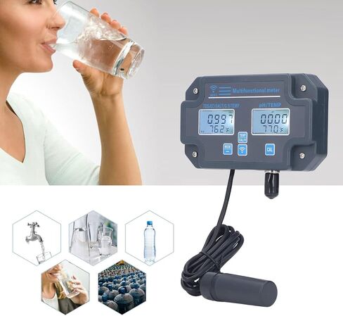EVGATSAUTO PHW3988 Multiparameter Water Quality Tester - Real-Time Data & Auto-Correct - Online Monitor for Food Processing, Labs - ABS - 130x77 (US Plug 110V) in Saudi Arabia