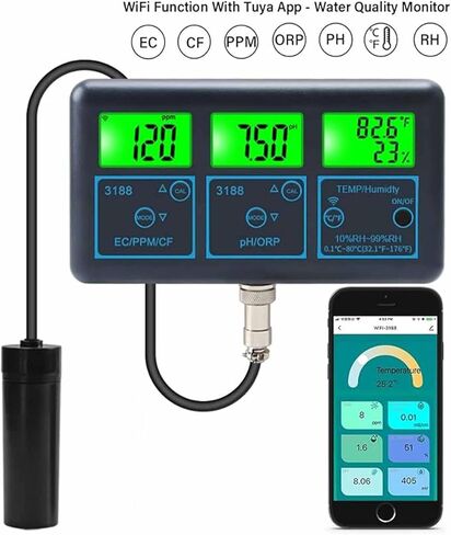 اختبار جودة المياه 7-في 1 ، محلل جودة المياه متعدد المعلمات ، درجة الحموضة/EC/SALT/TDS (PPM) /TEMP/S.G ، القطب القابل للإزالة ، دقة معايرة عالية للحوض ، حمامات السباحة in Kuwait